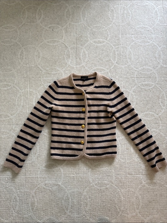rag & bone Sweaters - NWOT rag & bone Beige and Black Striped Button Cardigan